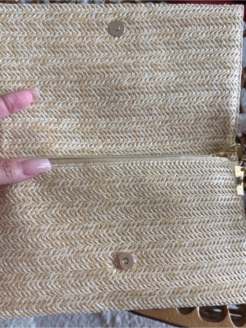 Dior Beige Straw Tote with Gold Chain Accent - Picture 2 of 13